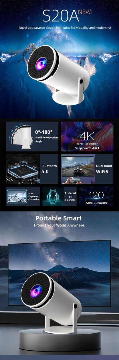 HY300 Smart HD Projector – Home Theater with Screen Support